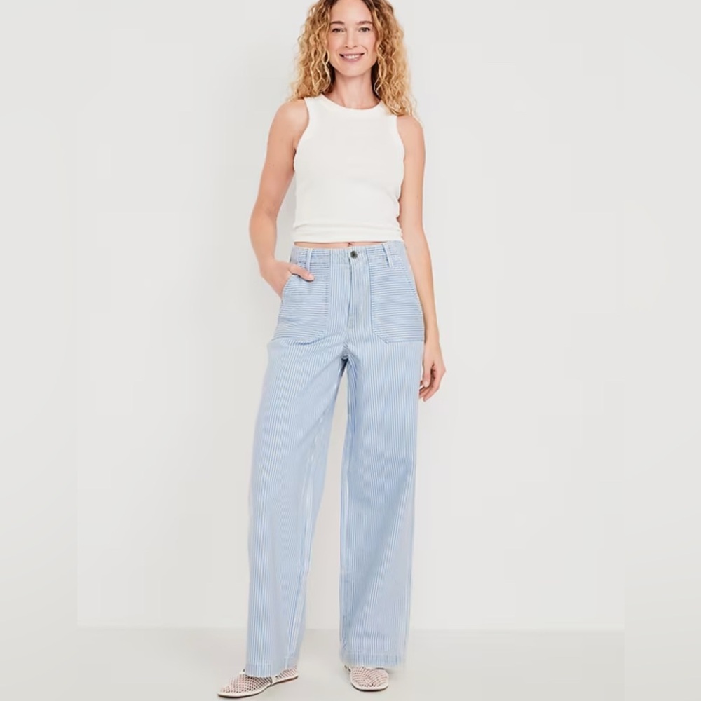 Old Navy Women's Light Blue Striped Jeans